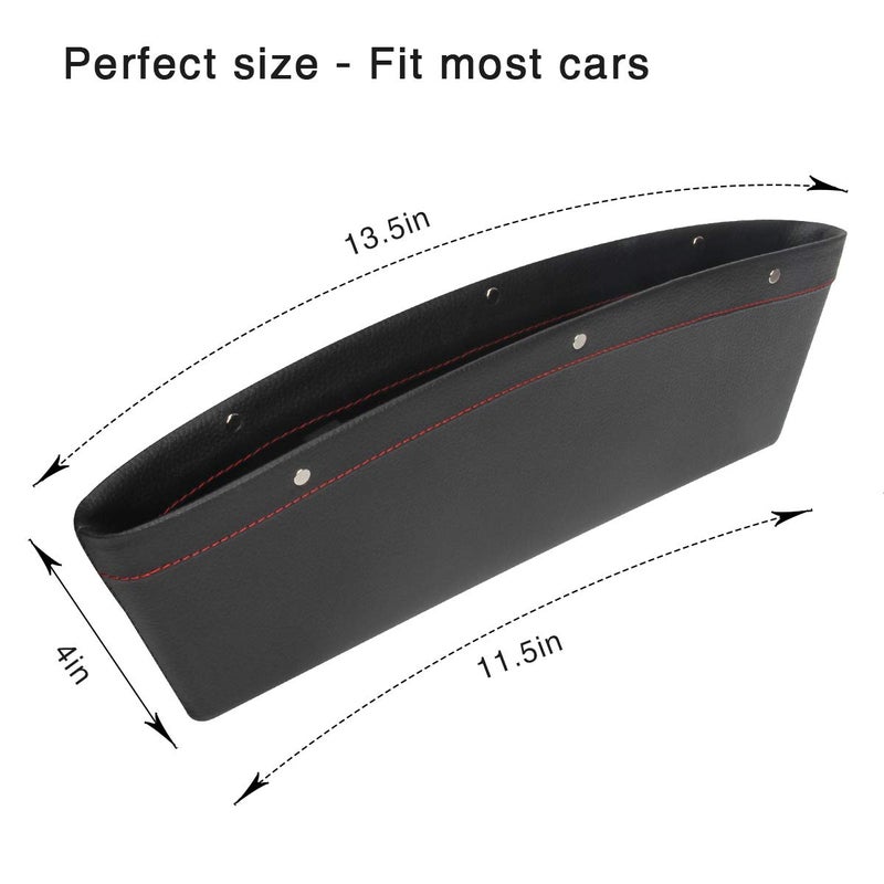 Coolrunner 2 Set Car Seat Gap Organizer, Car Seat Gap Filler, PU Full Leather Car Seat Crevice Storage Box Universal Fit in Between Car Seat Catcher for Phone Keys Cards Pens Coins(Black) - Image 2